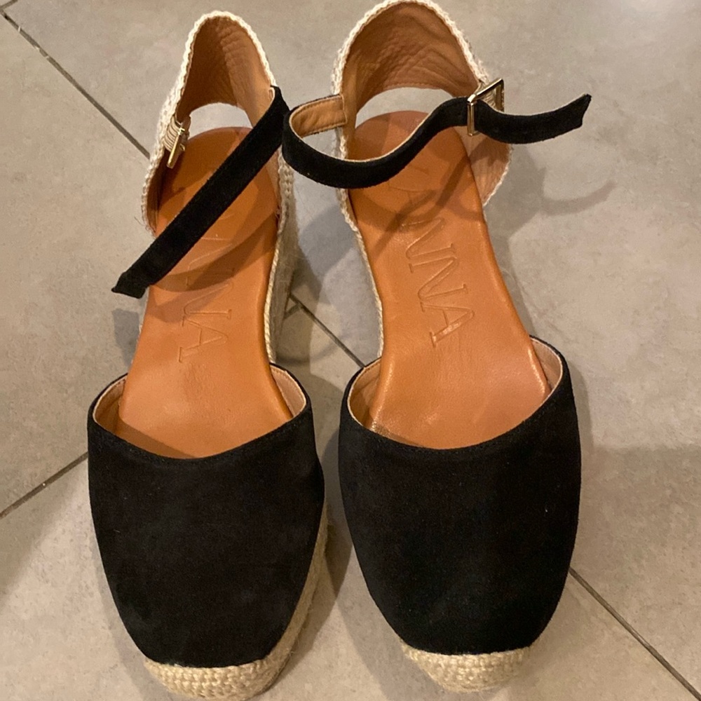 Suede wedge espadrille sandals